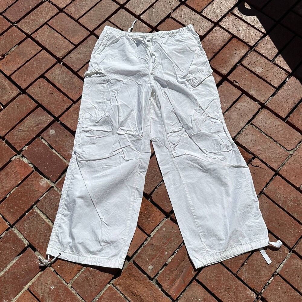 Wild Fable Baggy Oversized Windbreaker Cargo Pants Y2KStyle Cream Drawstring XL